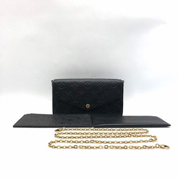 Louis Vuitton Multi Pochette Black Leather Chain Wallet