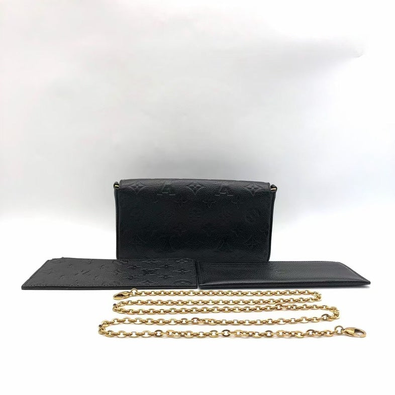 Louis Vuitton Multi Pochette Black Leather Chain Wallet