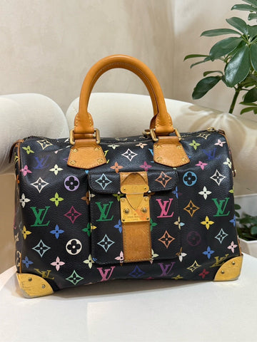 Louis Vuitton Multicolor Monogram Canvas Black Speedy 30 Handbag