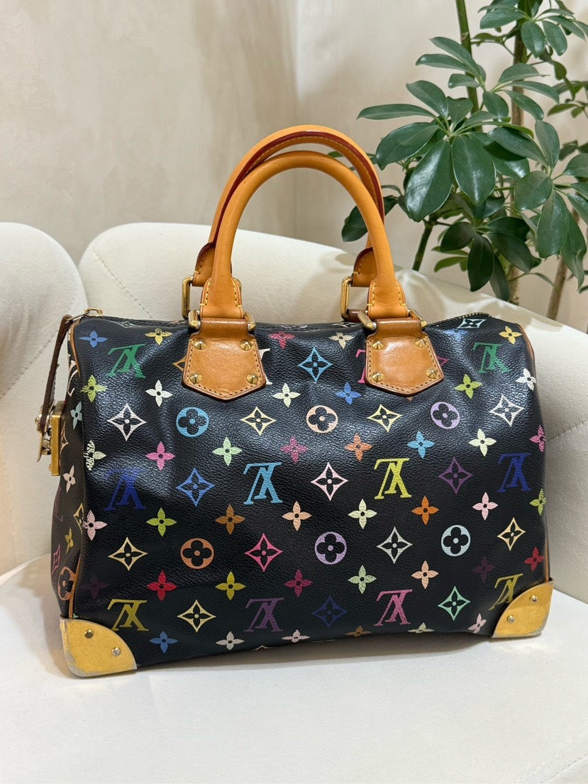 Louis Vuitton Multicolor Monogram Canvas Black Speedy 30 Handbag