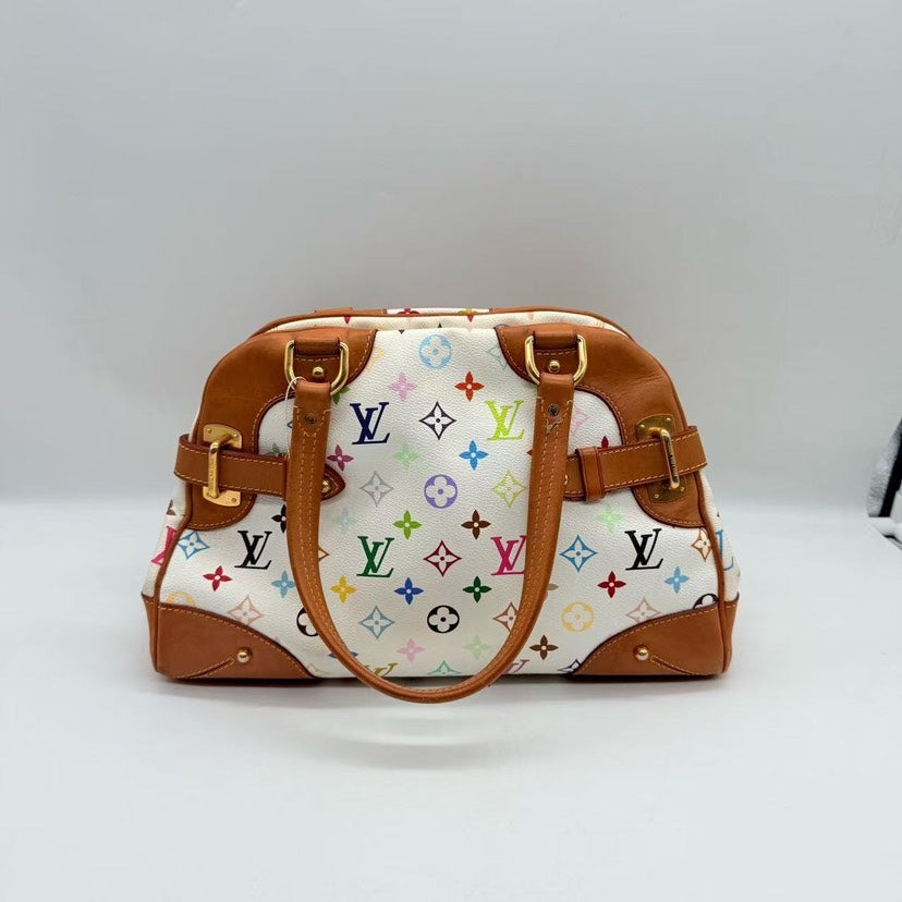 Louis Vuitton Monogram Multicolor Claudia White Tote Bag
