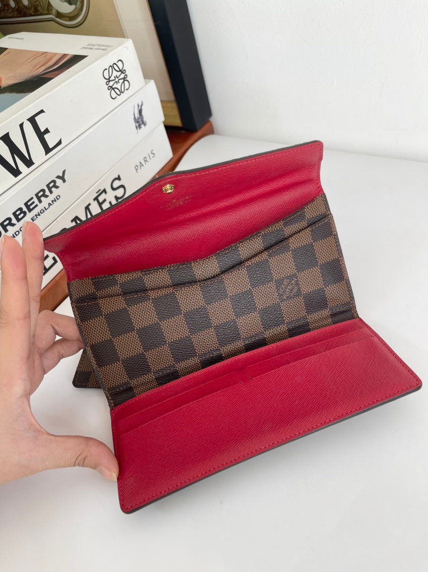 Louis Vuitton Damier Ebene Canvas Sarah Wallet Brown Medium