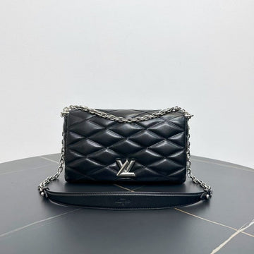 Louis Vuitton Malletage MM Black Leather Chain Bag