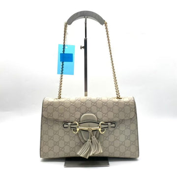 Gucci Emily Beige Canvas Chain Shoulder Bag Medium