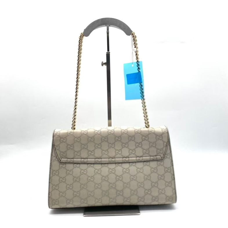 Gucci Emily Beige Canvas Chain Shoulder Bag Medium