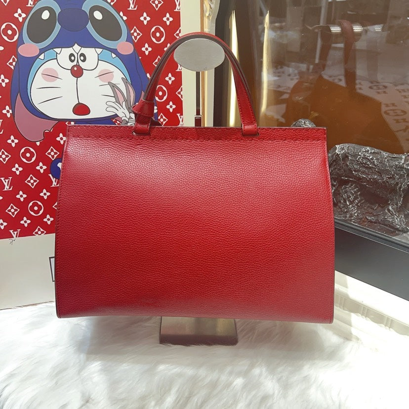 Gucci Red Leather GG Top Handle Bag Medium