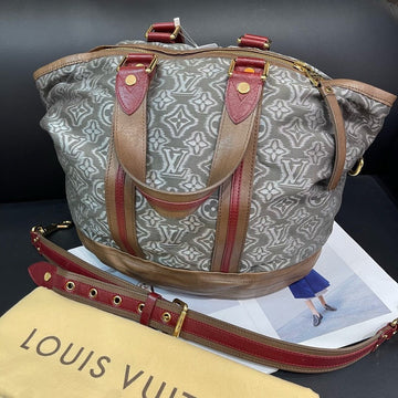 Louis Vuitton Monogram Canvas Shoulder Bag Brown Red Large