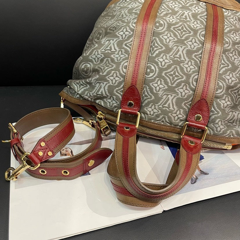Louis Vuitton Monogram Canvas Shoulder Bag Brown Red Large