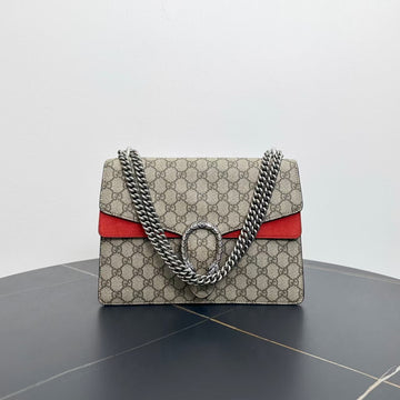 Gucci Dionysus GG Supreme Beige Red Medium Shoulder Bag