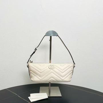 Gucci Marmont White Leather Hobo Bag Medium