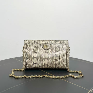 Gucci Ophidia Python Leather Chain Bag Small Beige