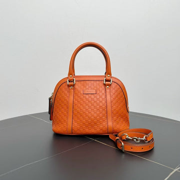 Gucci Orange Leather Dome Satchel Bag
