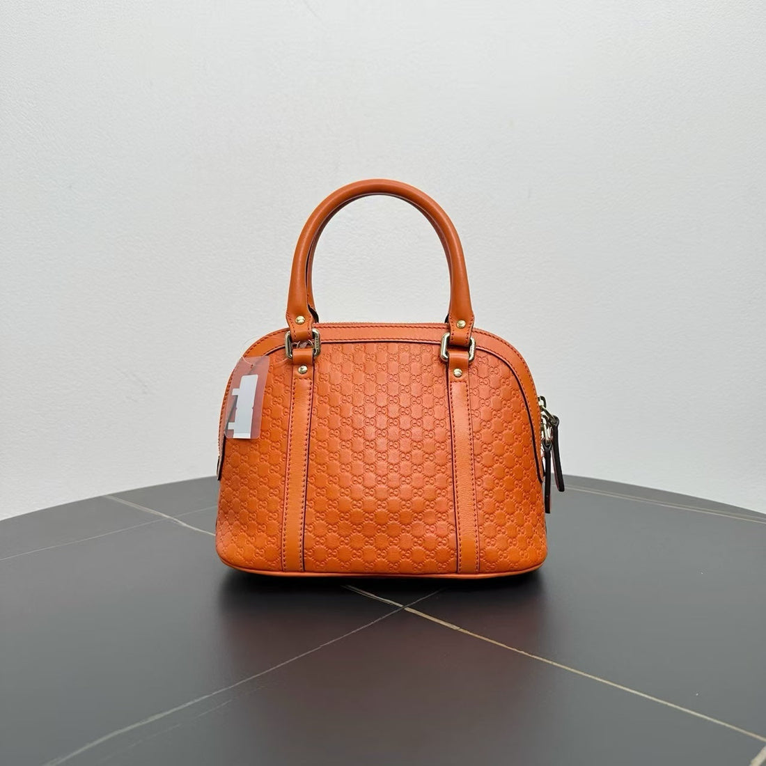 Gucci Orange Leather Dome Satchel Bag