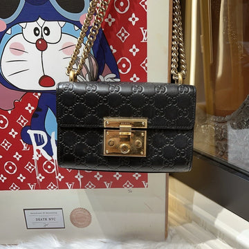 Gucci Padlock Black Leather Shoulder Bag Small