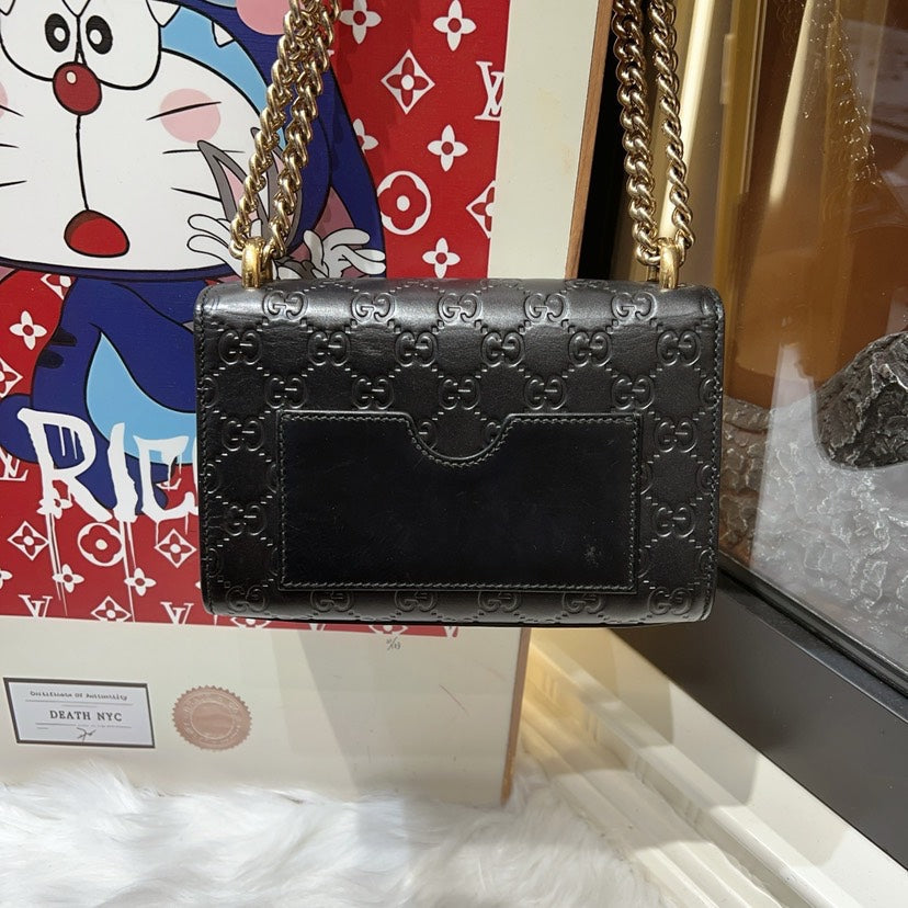 Gucci Padlock Black Leather Shoulder Bag Small