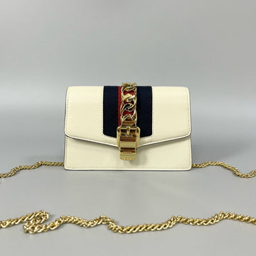 Gucci Sylvie Mini Wallet on Chain White