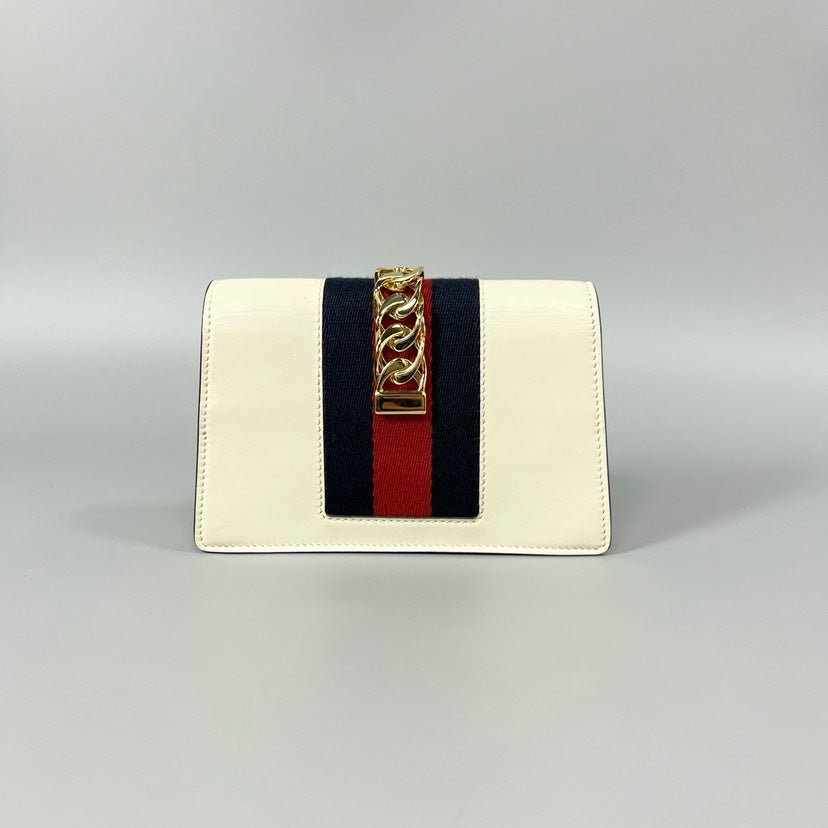 Gucci Sylvie Mini Wallet on Chain White