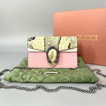 Gucci Dionysus WOC Pink Snake Print Shoulder Bag 17x10x4cm