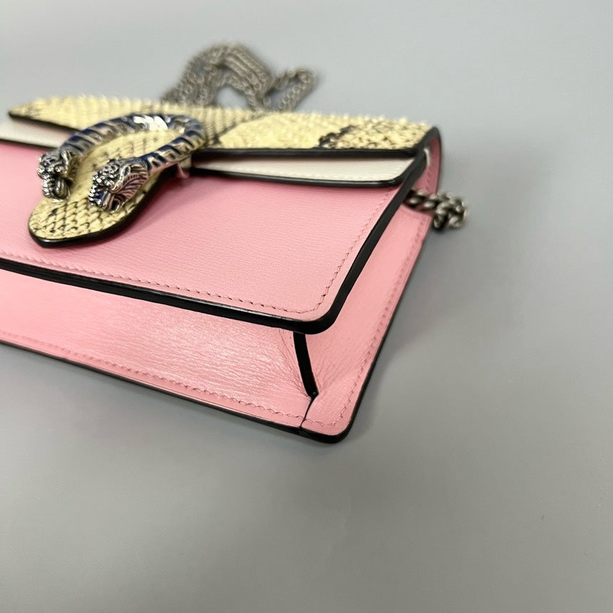 Gucci Dionysus WOC Pink Snake Print Shoulder Bag 17x10x4cm