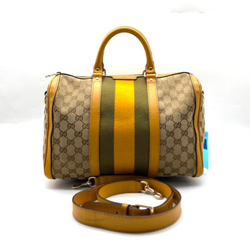Gucci Boston Beige and Yellow GG Canvas Bag 32x24x18cm