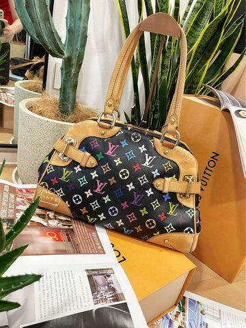 Louis Vuitton Claudia Multicolor Black Canvas Bag Medium