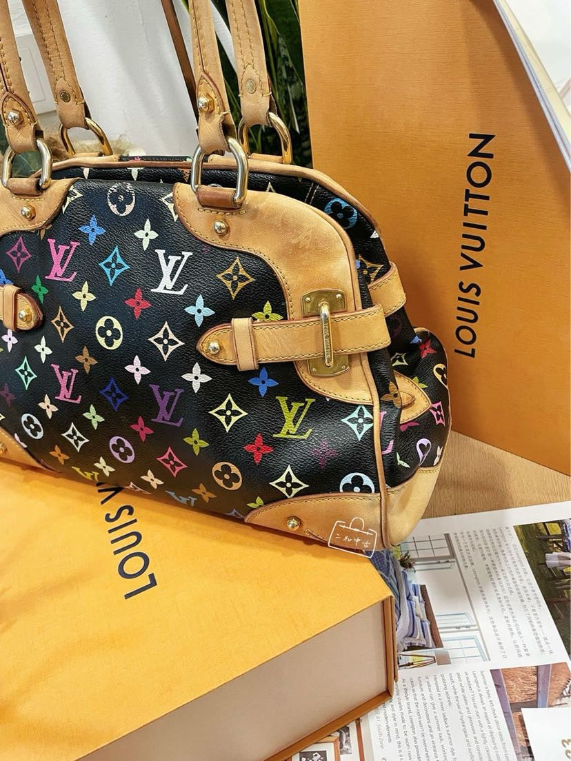 Louis Vuitton Claudia Multicolor Black Canvas Bag Medium