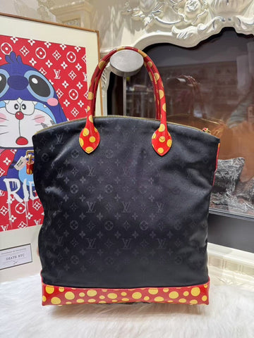 Louis Vuitton Limited Edition Black Red Monogram Tote Bag Medium