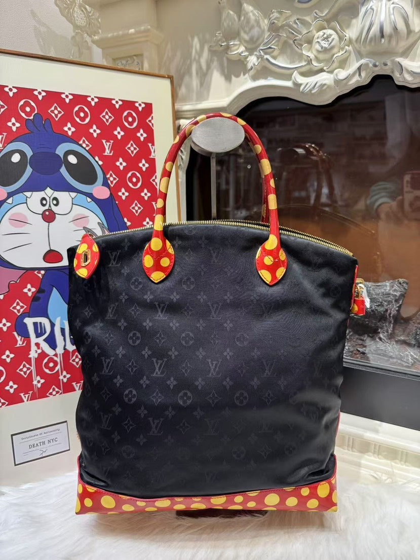 Louis Vuitton Limited Edition Black Red Monogram Tote Bag Medium