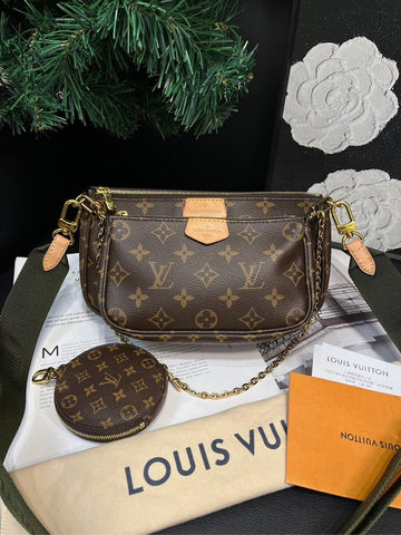 Louis Vuitton Monogram Green Shoulder Strap Crossbody Bag Set