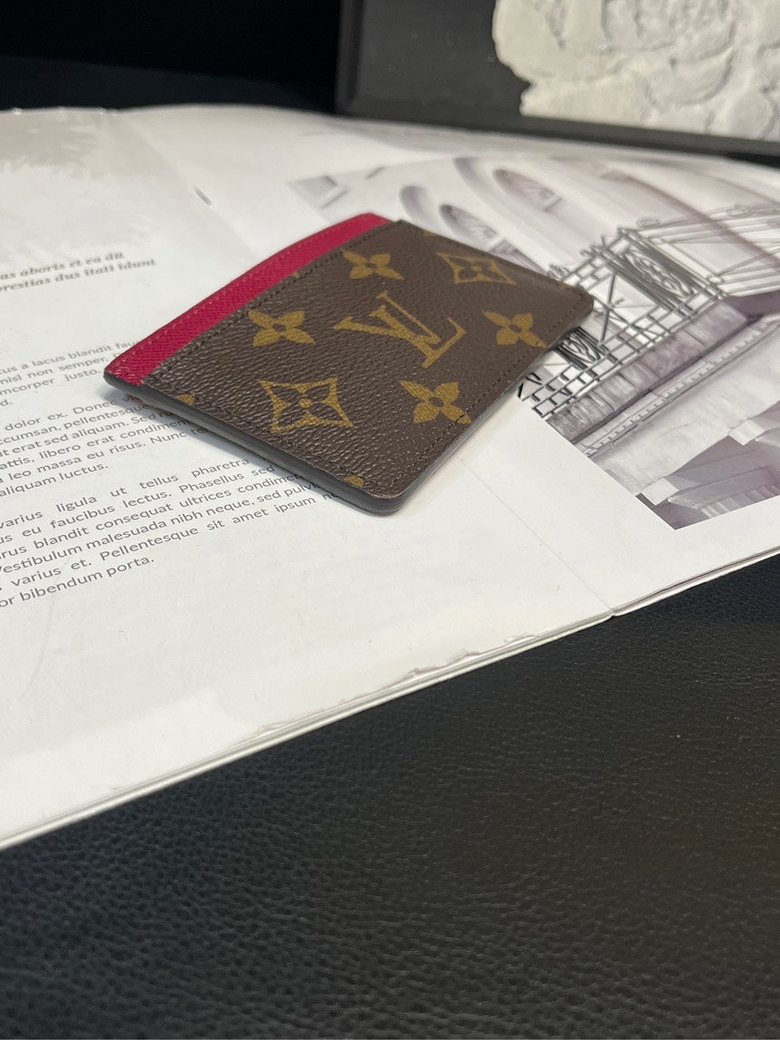 Louis Vuitton Monogram Rose Red Card Holder Wallet