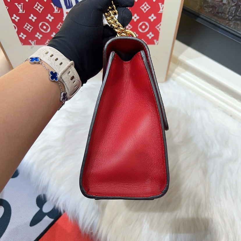 Gucci Padlock M Red Pink Leather Chain Shoulder Bag