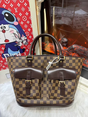 Louis Vuitton Brown Leather Tote Bag Large