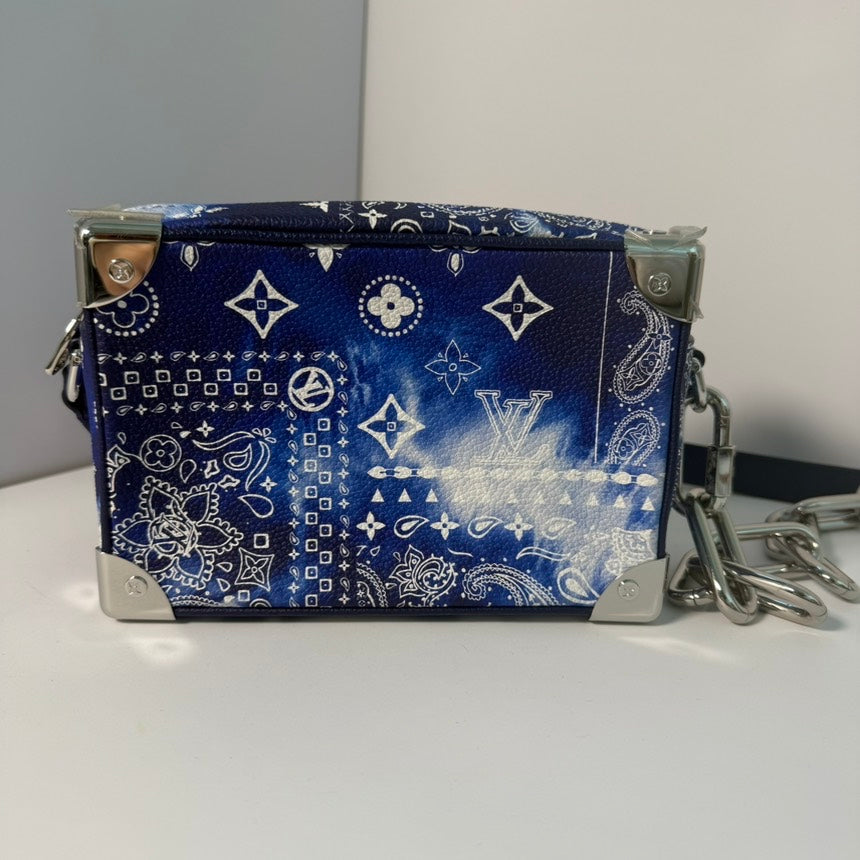 Louis Vuitton LV Blue Soft Trunk Bag Monogram Canvas Chain Strap