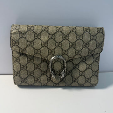 Gucci Dionysus GG Supreme Canvas Wallet On Chain Beige Small