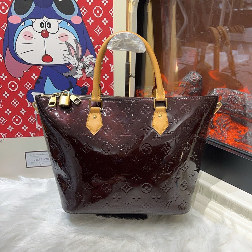 Louis Vuitton Amarante Vernis Leather Tote Bag Large