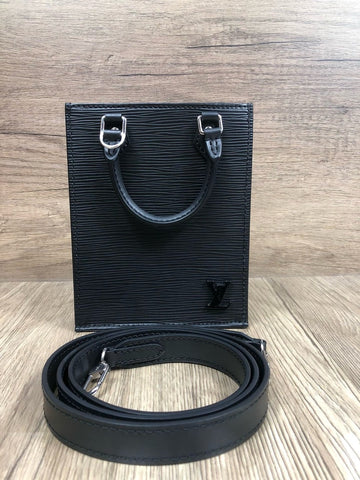 Louis Vuitton Petit Sac Plat Black Mini Tote 17x14cm