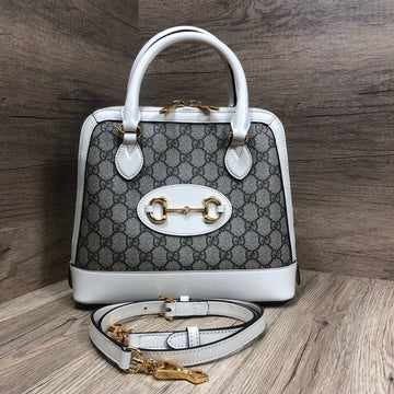 Gucci 1955 Beige White Monogram Canvas Top Handle Bag