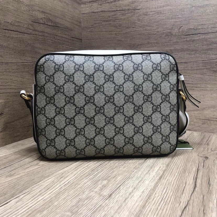 Gucci 1955 Supreme Canvas White Leather Shoulder Bag Medium
