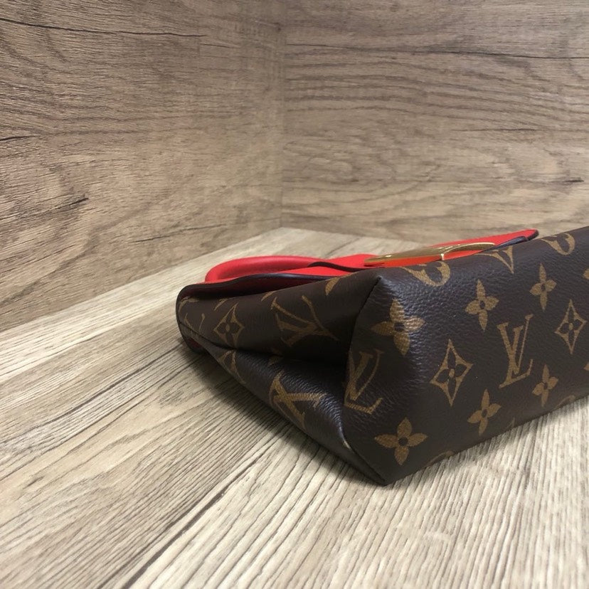 Louis Vuitton Lock Me Monogram Canvas Red Leather Handbag