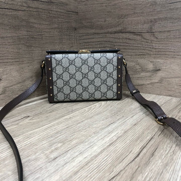 Gucci GG Canvas Brown Leather Trunk Bag