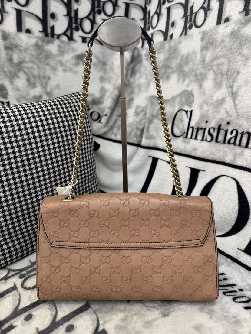 Gucci Emily Beige Leather Chain Shoulder Bag Medium