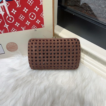 Gucci Brown Studded Clutch Small