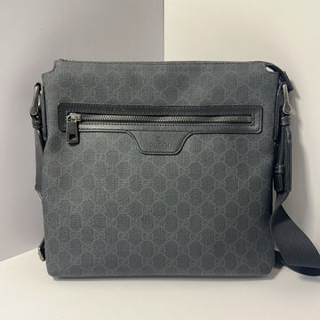 Gucci Grey GG Monogram Canvas Leather Messenger Bag