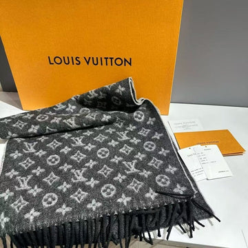 Louis Vuitton Monogram Eclipse Wool Scarf Gray