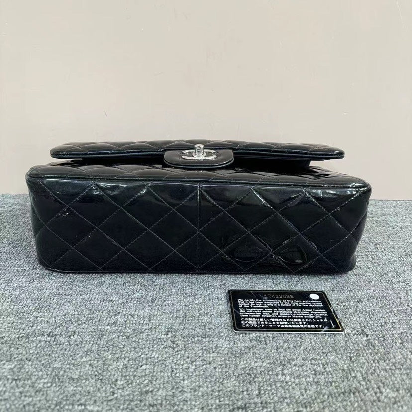 Top Quality Chanel Classic Flap Black Patent Leather Quilted Bag Medium