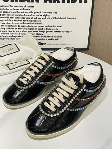 Gucci Black Rhinestone Sneakers Size 38
