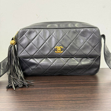 Top Quality Chanel Lambskin Camera Tassel Crossbody Black Bag