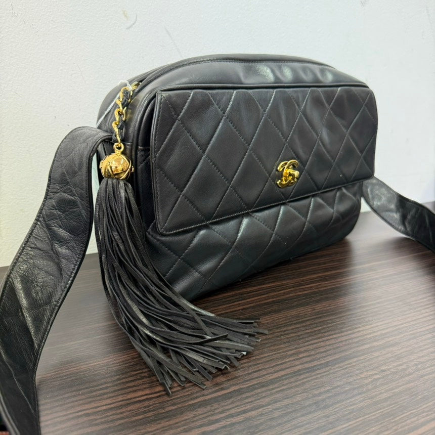 Top Quality Chanel Lambskin Camera Tassel Crossbody Black Bag
