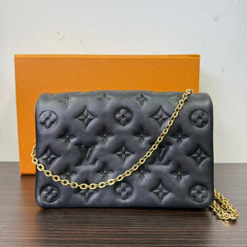 Louis Vuitton Coussin Black Leather Wallet On Chain