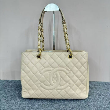 Top Quality Chanel GST Beige Quilted Leather Tote Bag Large